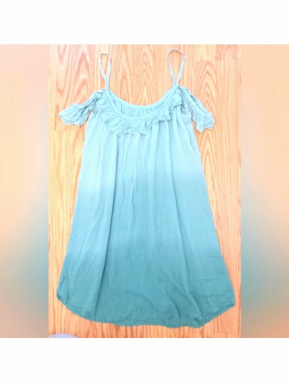 Tiare Hawaii Aqua Ruffle Off-Shoulder Mini Dress